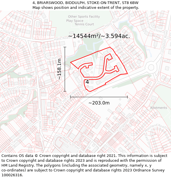 4, BRIARSWOOD, BIDDULPH, STOKE-ON-TRENT, ST8 6BW: Plot and title map