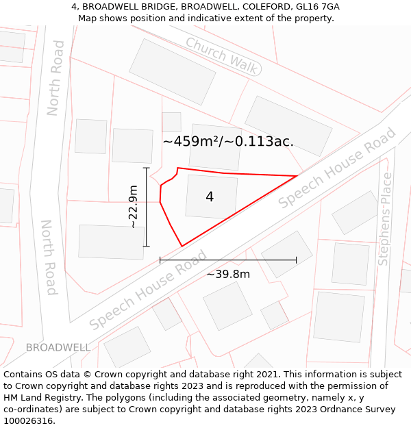 4, BROADWELL BRIDGE, BROADWELL, COLEFORD, GL16 7GA: Plot and title map