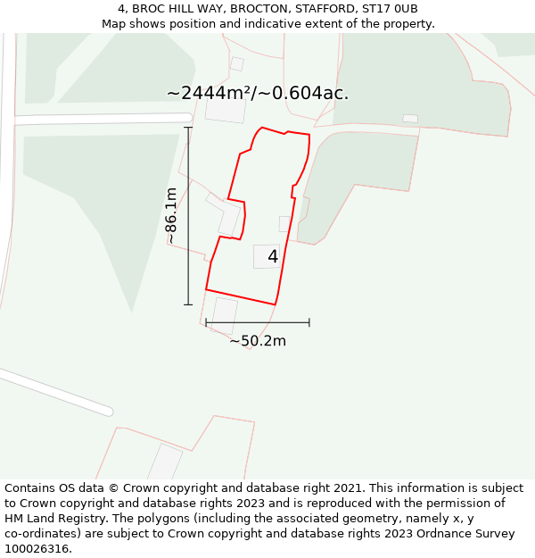 4, BROC HILL WAY, BROCTON, STAFFORD, ST17 0UB: Plot and title map