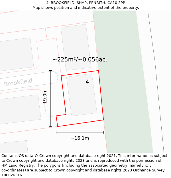 4, BROOKFIELD, SHAP, PENRITH, CA10 3PP: Plot and title map