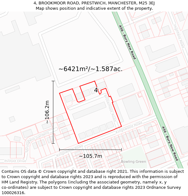 4, BROOKMOOR ROAD, PRESTWICH, MANCHESTER, M25 3EJ: Plot and title map