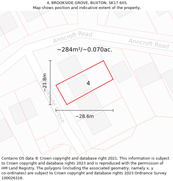 4, BROOKSIDE GROVE, BUXTON, SK17 6XS: Plot and title map