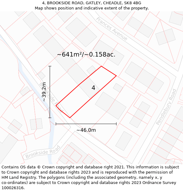 4, BROOKSIDE ROAD, GATLEY, CHEADLE, SK8 4BG: Plot and title map