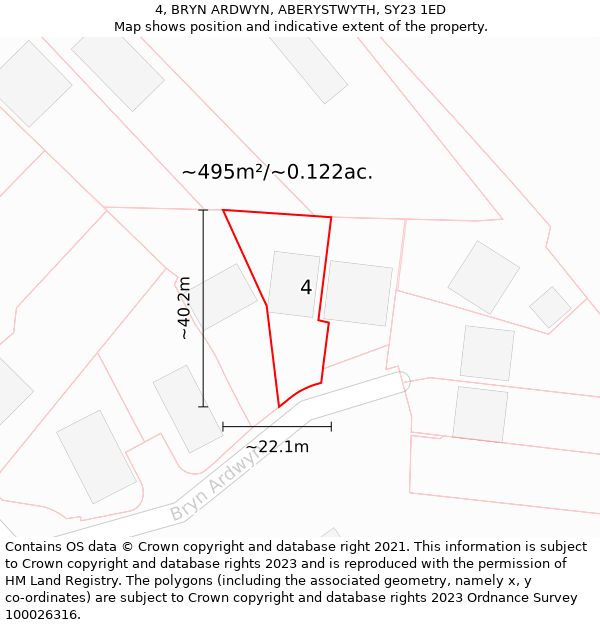 4, BRYN ARDWYN, ABERYSTWYTH, SY23 1ED: Plot and title map