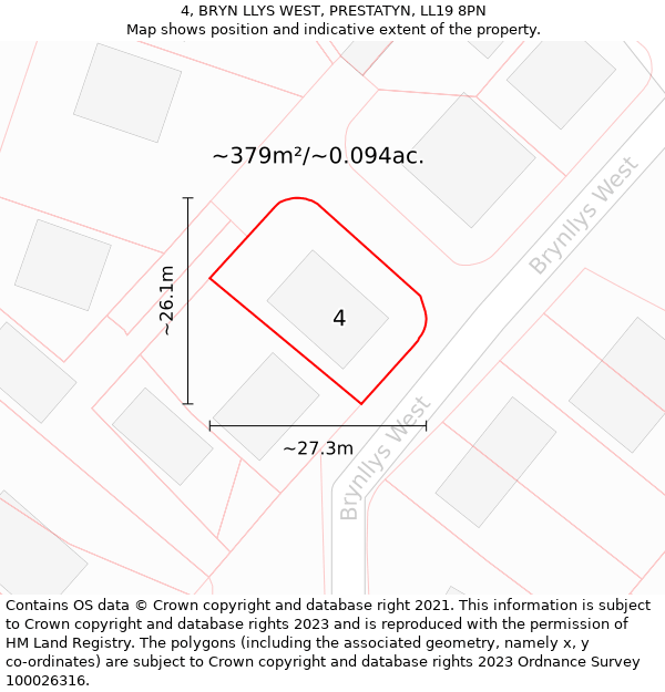 4, BRYN LLYS WEST, PRESTATYN, LL19 8PN: Plot and title map