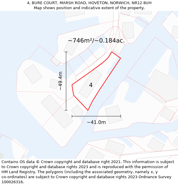 4, BURE COURT, MARSH ROAD, HOVETON, NORWICH, NR12 8UH: Plot and title map