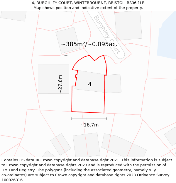 4, BURGHLEY COURT, WINTERBOURNE, BRISTOL, BS36 1LR: Plot and title map