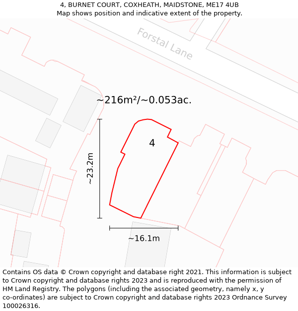 4, BURNET COURT, COXHEATH, MAIDSTONE, ME17 4UB: Plot and title map