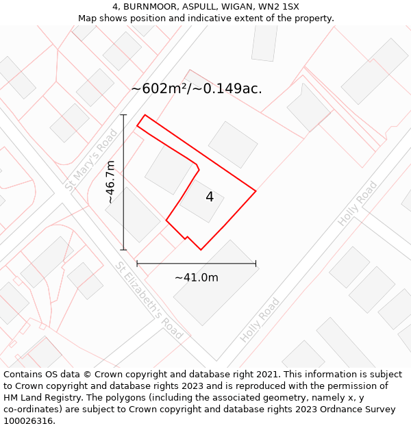 4, BURNMOOR, ASPULL, WIGAN, WN2 1SX: Plot and title map