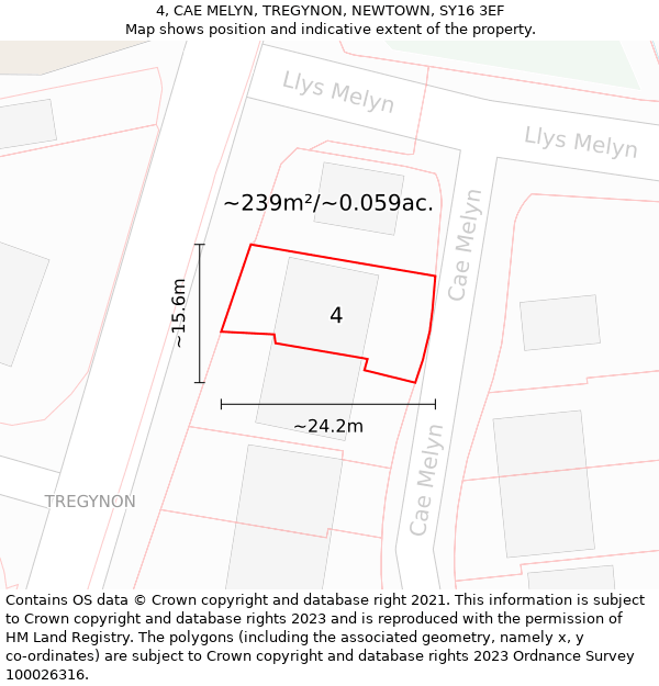 4, CAE MELYN, TREGYNON, NEWTOWN, SY16 3EF: Plot and title map