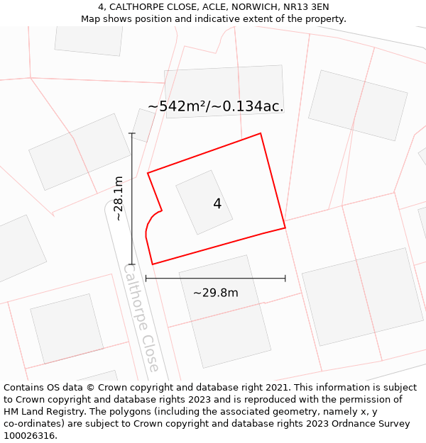 4, CALTHORPE CLOSE, ACLE, NORWICH, NR13 3EN: Plot and title map