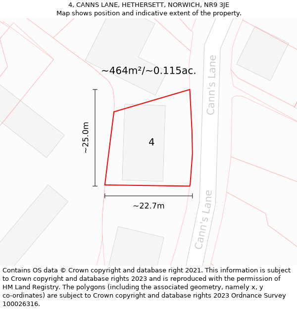 4, CANNS LANE, HETHERSETT, NORWICH, NR9 3JE: Plot and title map