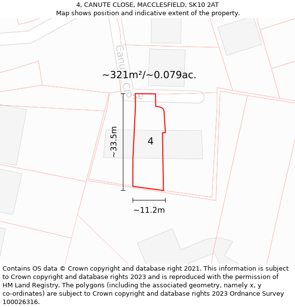 4, CANUTE CLOSE, MACCLESFIELD, SK10 2AT: Plot and title map