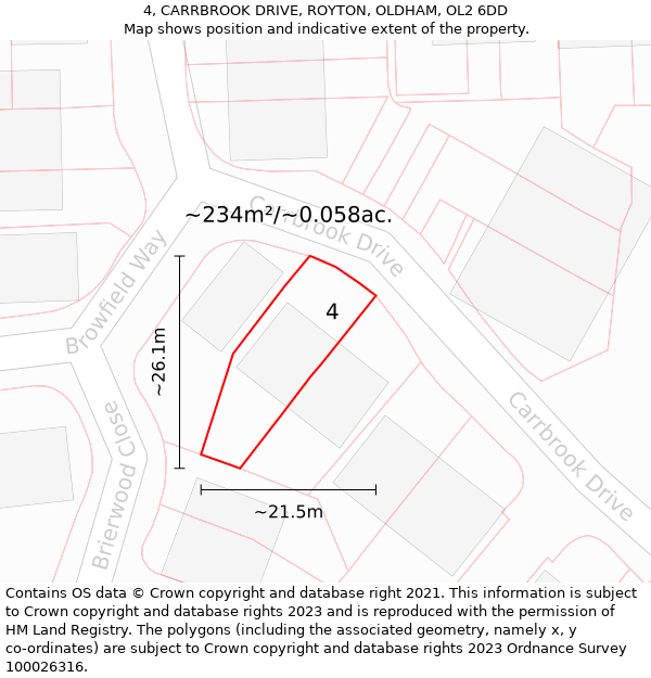 4, CARRBROOK DRIVE, ROYTON, OLDHAM, OL2 6DD: Plot and title map