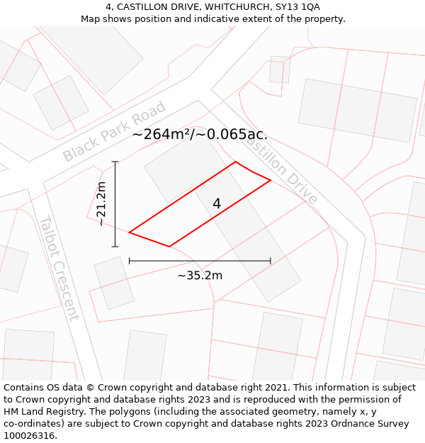 4, CASTILLON DRIVE, WHITCHURCH, SY13 1QA: Plot and title map