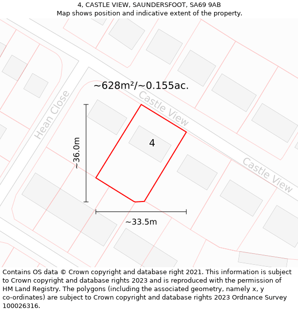 4, CASTLE VIEW, SAUNDERSFOOT, SA69 9AB: Plot and title map