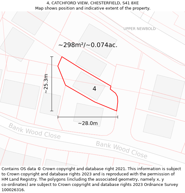 4, CATCHFORD VIEW, CHESTERFIELD, S41 8XE: Plot and title map