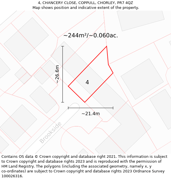 4, CHANCERY CLOSE, COPPULL, CHORLEY, PR7 4QZ: Plot and title map