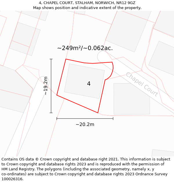 4, CHAPEL COURT, STALHAM, NORWICH, NR12 9GZ: Plot and title map