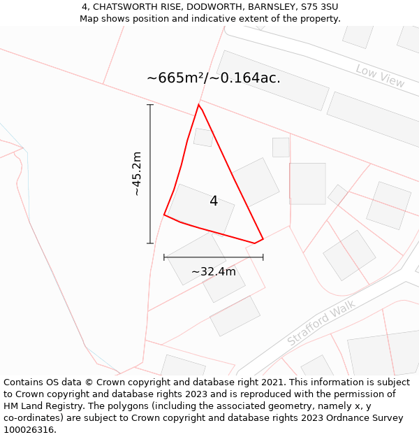 4, CHATSWORTH RISE, DODWORTH, BARNSLEY, S75 3SU: Plot and title map