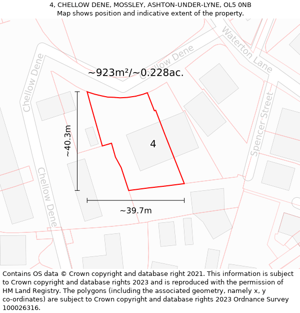 4, CHELLOW DENE, MOSSLEY, ASHTON-UNDER-LYNE, OL5 0NB: Plot and title map