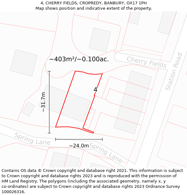 4, CHERRY FIELDS, CROPREDY, BANBURY, OX17 1PH: Plot and title map