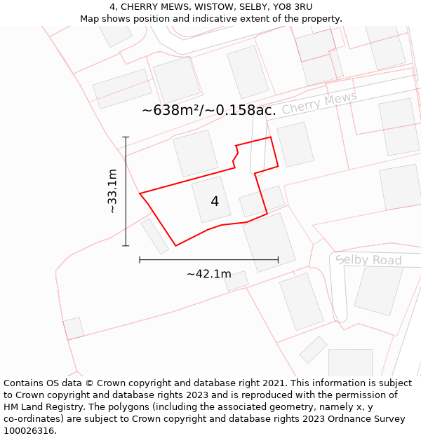 4, CHERRY MEWS, WISTOW, SELBY, YO8 3RU: Plot and title map