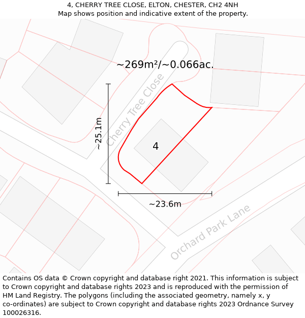 4, CHERRY TREE CLOSE, ELTON, CHESTER, CH2 4NH: Plot and title map