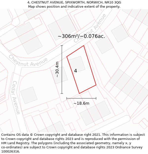 4, CHESTNUT AVENUE, SPIXWORTH, NORWICH, NR10 3QG: Plot and title map