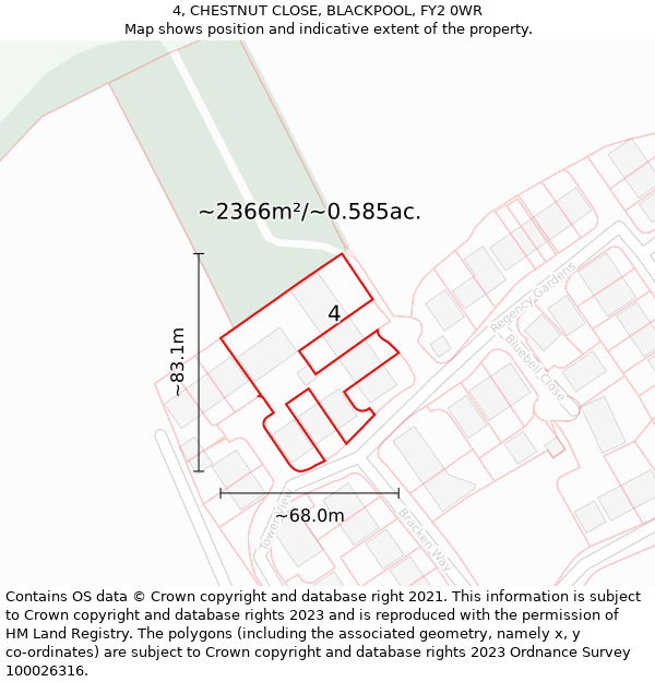 4, CHESTNUT CLOSE, BLACKPOOL, FY2 0WR: Plot and title map