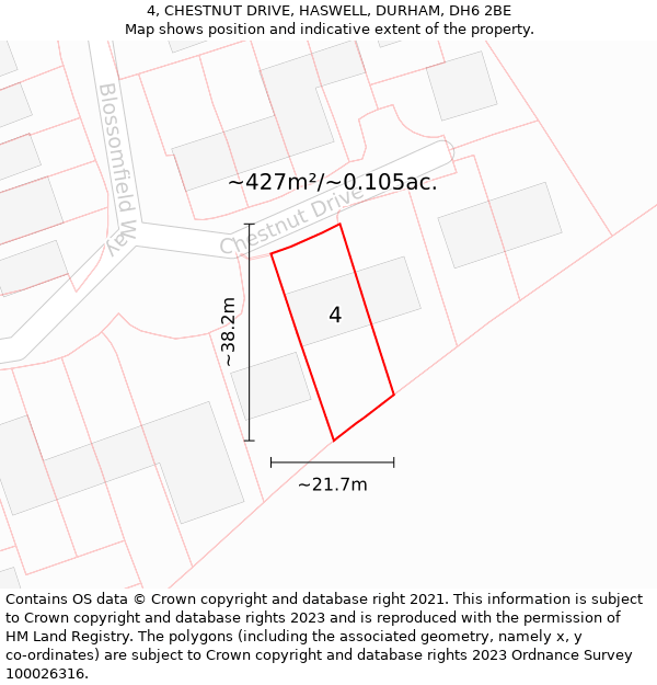 4, CHESTNUT DRIVE, HASWELL, DURHAM, DH6 2BE: Plot and title map