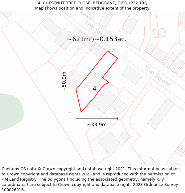 4, CHESTNUT TREE CLOSE, REDGRAVE, DISS, IP22 1RQ: Plot and title map