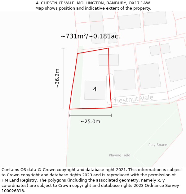 4, CHESTNUT VALE, MOLLINGTON, BANBURY, OX17 1AW: Plot and title map