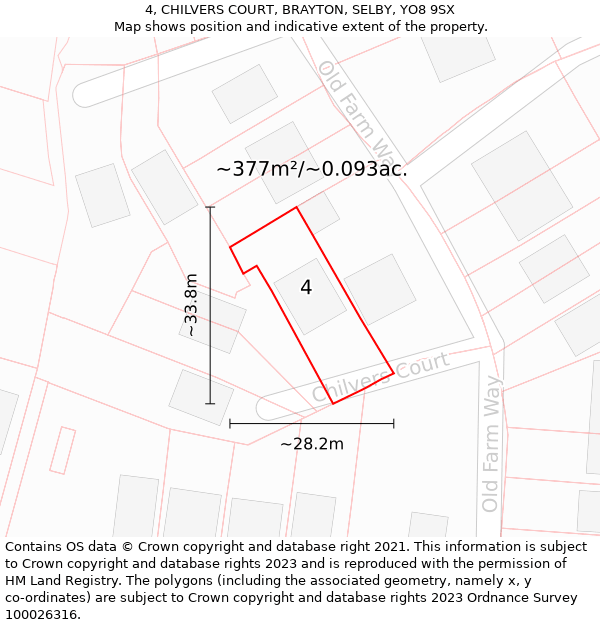 4, CHILVERS COURT, BRAYTON, SELBY, YO8 9SX: Plot and title map