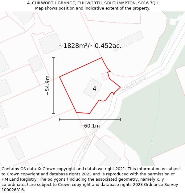 4, CHILWORTH GRANGE, CHILWORTH, SOUTHAMPTON, SO16 7QH: Plot and title map