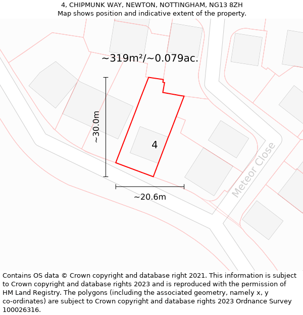 4, CHIPMUNK WAY, NEWTON, NOTTINGHAM, NG13 8ZH: Plot and title map