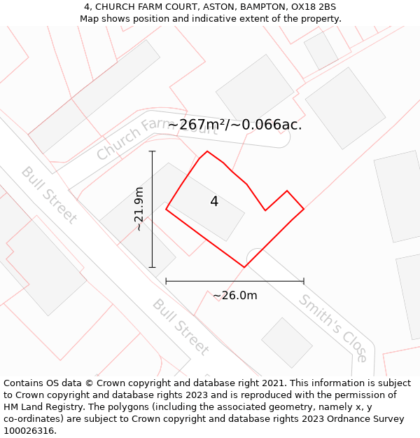 4, CHURCH FARM COURT, ASTON, BAMPTON, OX18 2BS: Plot and title map