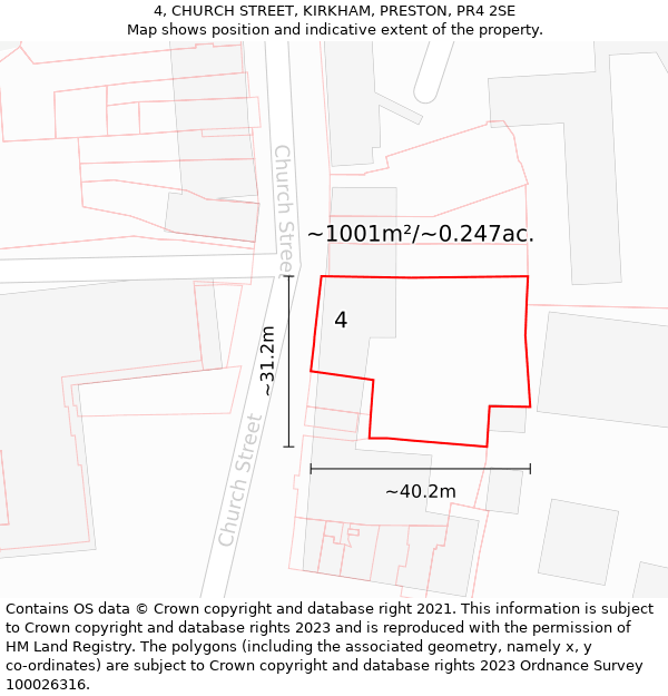 4, CHURCH STREET, KIRKHAM, PRESTON, PR4 2SE: Plot and title map