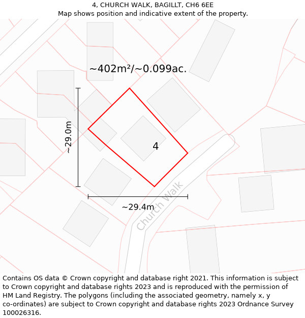 4, CHURCH WALK, BAGILLT, CH6 6EE: Plot and title map