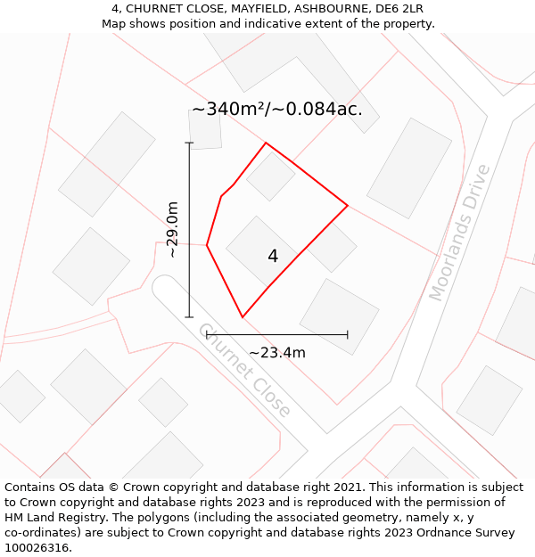 4, CHURNET CLOSE, MAYFIELD, ASHBOURNE, DE6 2LR: Plot and title map