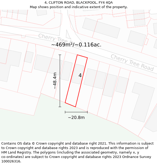 4, CLIFTON ROAD, BLACKPOOL, FY4 4QA: Plot and title map