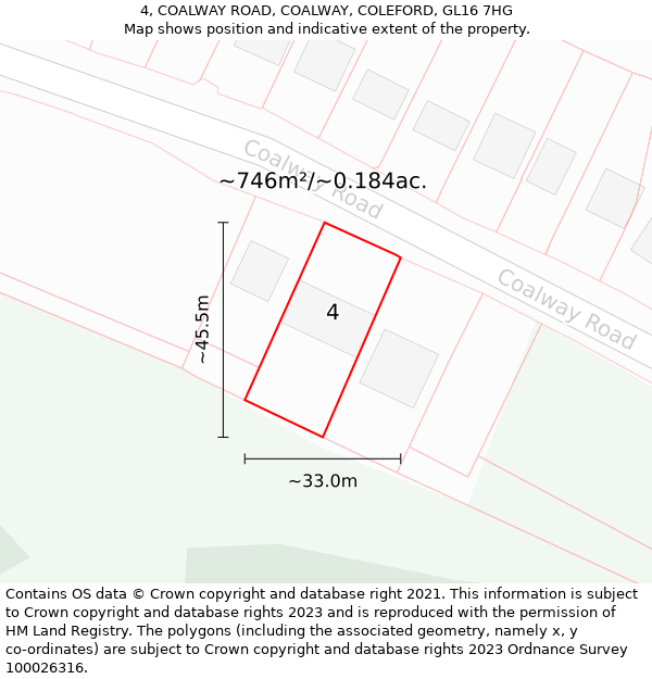 4, COALWAY ROAD, COALWAY, COLEFORD, GL16 7HG: Plot and title map