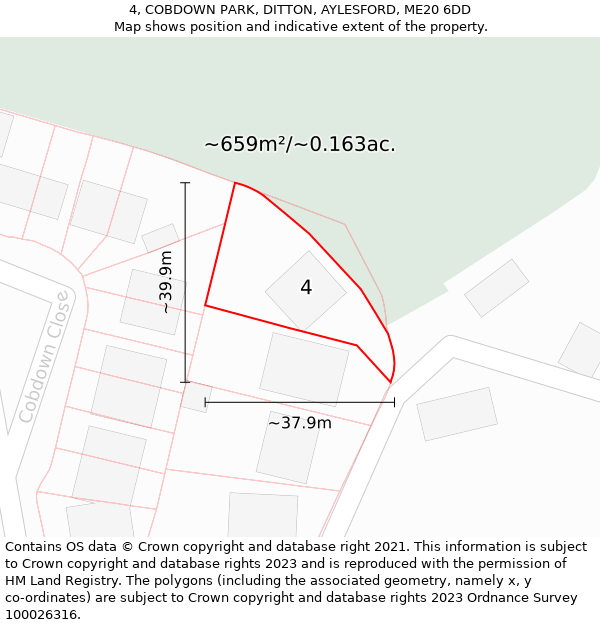 4, COBDOWN PARK, DITTON, AYLESFORD, ME20 6DD: Plot and title map