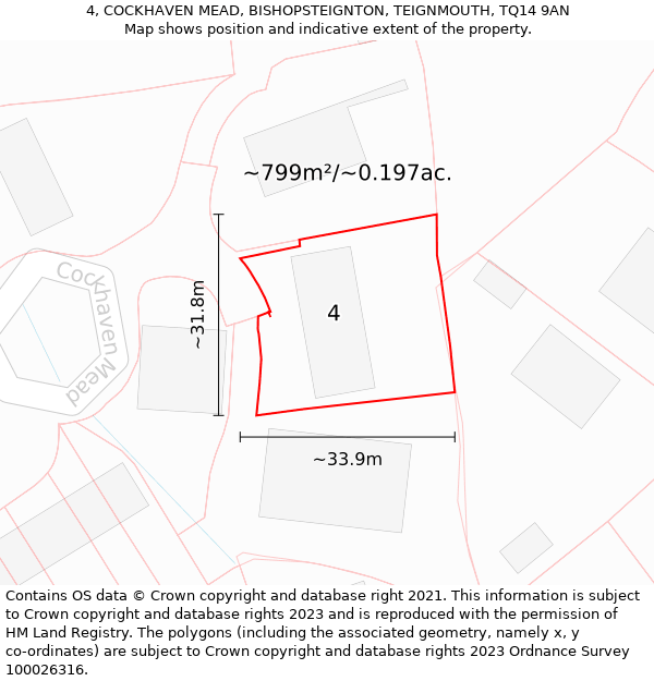 4, COCKHAVEN MEAD, BISHOPSTEIGNTON, TEIGNMOUTH, TQ14 9AN: Plot and title map