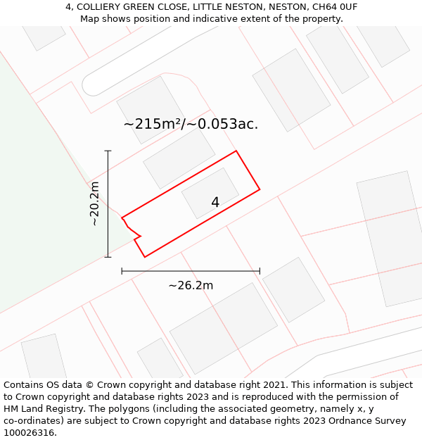 4, COLLIERY GREEN CLOSE, LITTLE NESTON, NESTON, CH64 0UF: Plot and title map