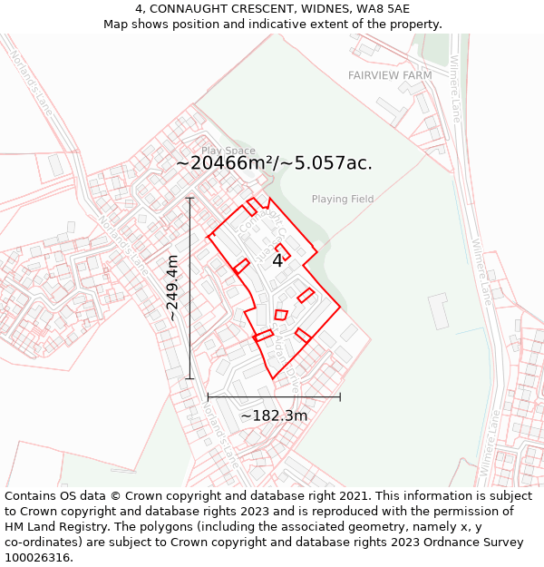 4, CONNAUGHT CRESCENT, WIDNES, WA8 5AE: Plot and title map