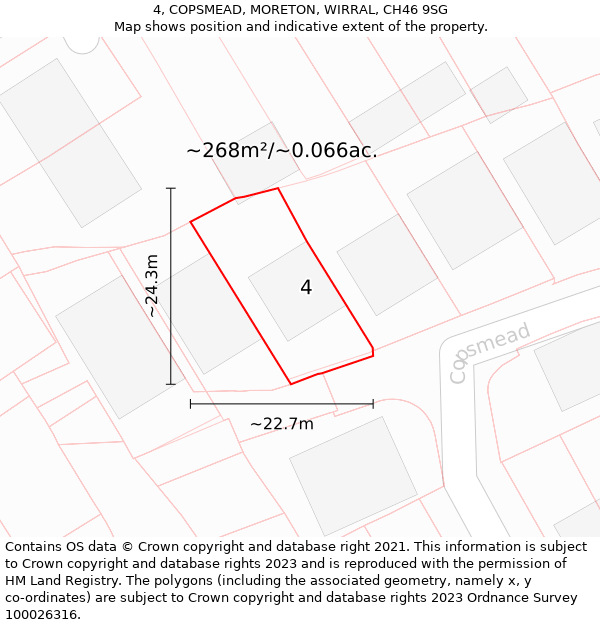 4, COPSMEAD, MORETON, WIRRAL, CH46 9SG: Plot and title map