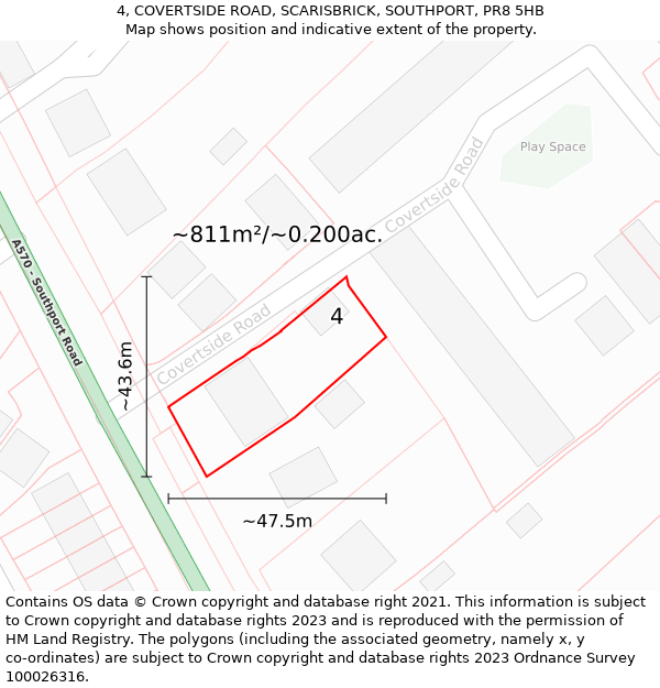4, COVERTSIDE ROAD, SCARISBRICK, SOUTHPORT, PR8 5HB: Plot and title map