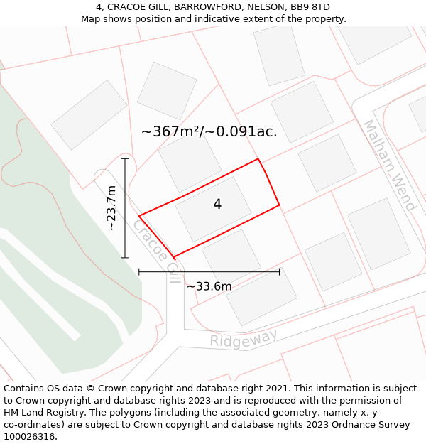 4, CRACOE GILL, BARROWFORD, NELSON, BB9 8TD: Plot and title map