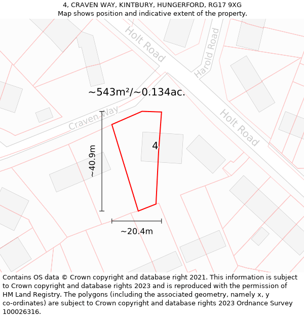 4, CRAVEN WAY, KINTBURY, HUNGERFORD, RG17 9XG: Plot and title map